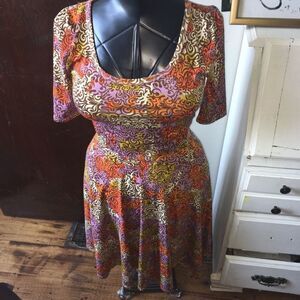 Lularoe Nicole floral XS knit skater dress